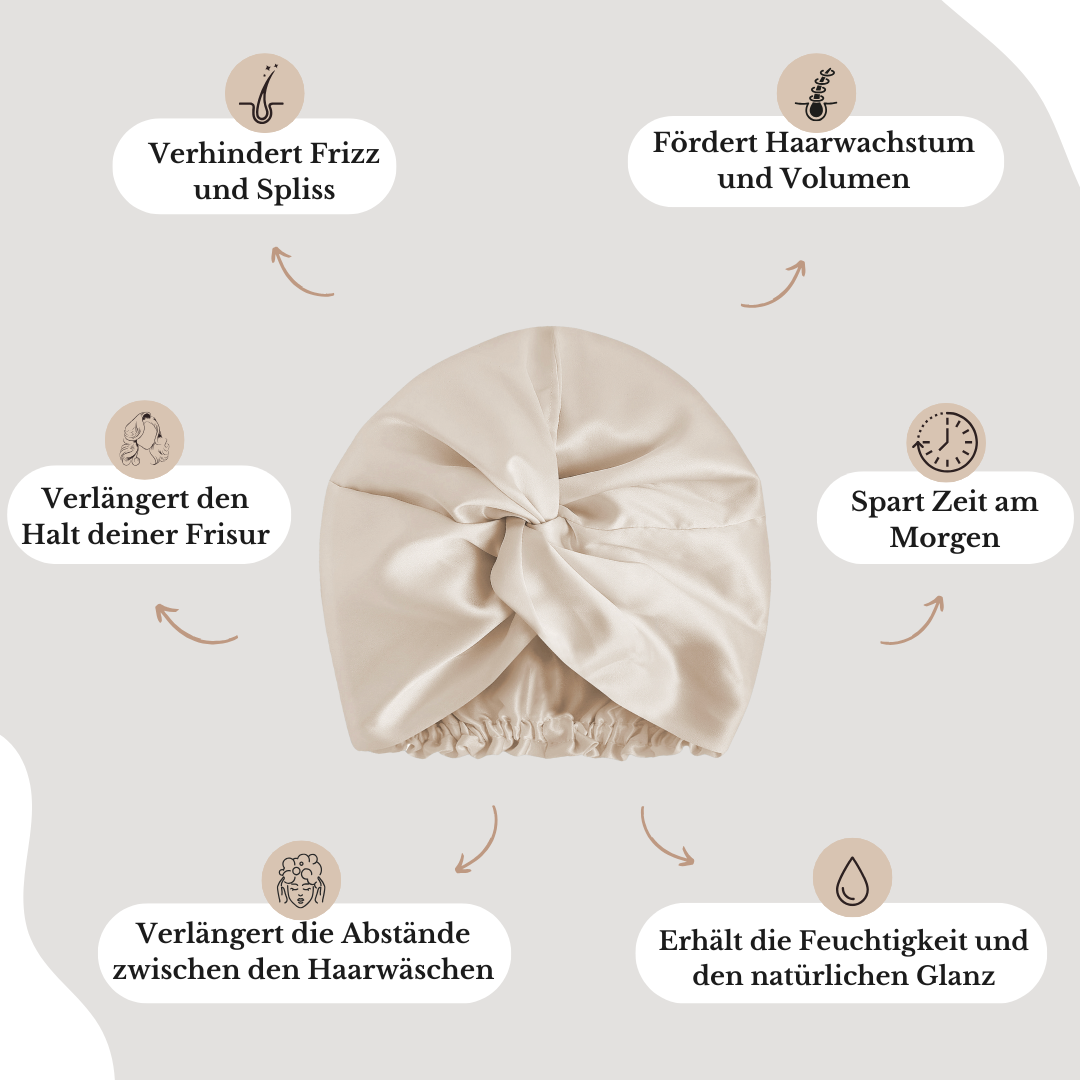 Schlafhaube aus 100 % Maulbeerseide 